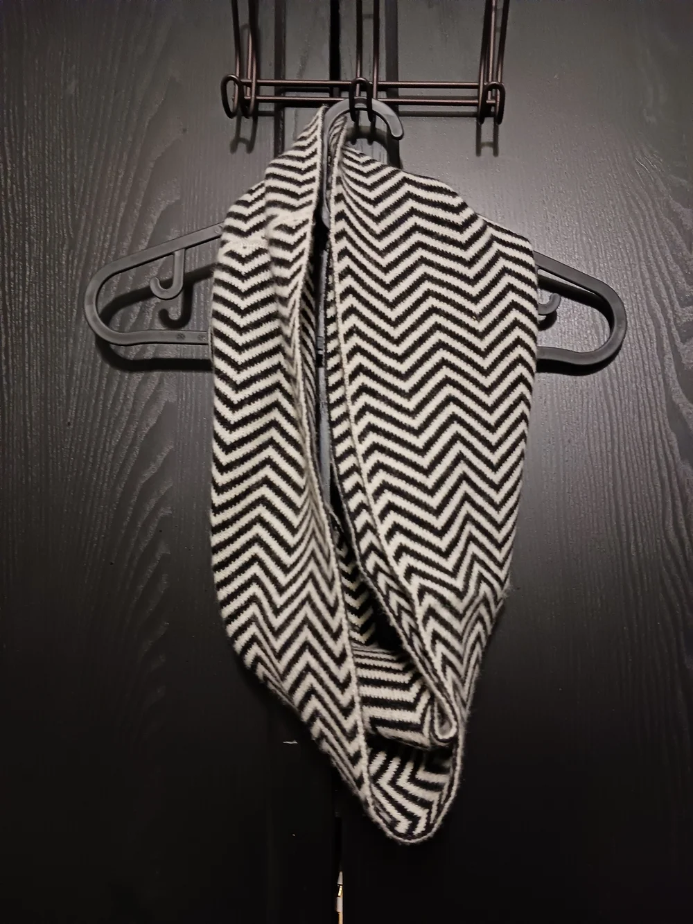 Black & White Chevron Knit Snood - Women Accessories Scarves & Wraps